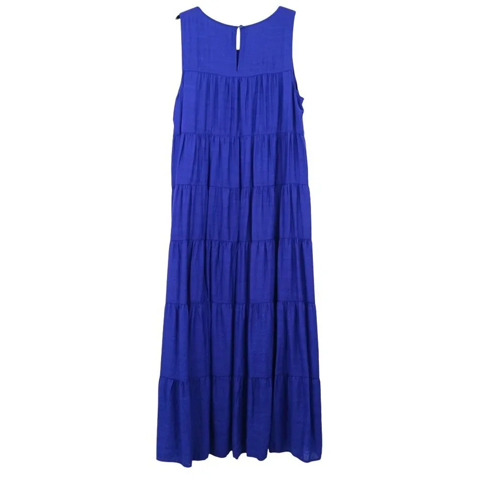 J. Jill Sleeveless Royal Blue Tiered Maxi Dress - Picture 5 of 13